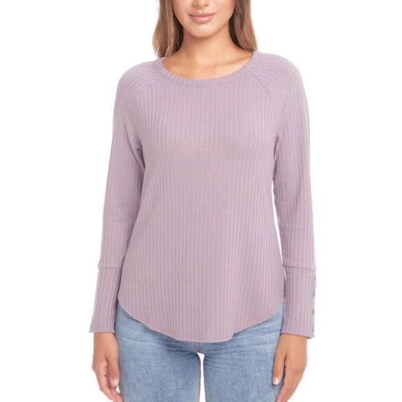 Chaser Tops - Chaser Waffle Knit Purple Long Sleeve Top Size Medium